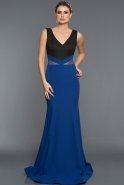 Длинное Вечернее Платье Черный-Ярко-синий C7358