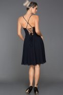 Короткое Велюровое Вечернее Платье Темно-синий ABK477