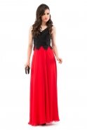 Длинное Вечернее Платье Черный-Красный O7289