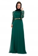 Вечерняя Одежда Хиджаб Зеленый-Золотой S3674