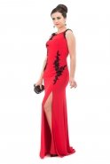 Длинное Вечернее Платье Черный-Красный O1006