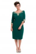 Вечернее Платье Большого Размера Зеленый-Золотой O7020