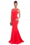 Длинное Вечернее Платье Оранжево-Красный O4161