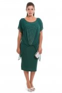 Вечернее Платье Свободного Кроя Изумрудно-зеленый AL8777