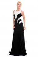 Длинное Вечернее Платье Черный-Белый O4099