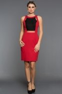 Короткое Вечернее Платье Черный-Красный C8116