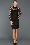 Короткое Вечернее Платье Черный ABK257
