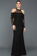 Длинное Вечернее Платье Черный ABU596