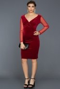 Короткое Велюровое Вечернее Платье красный AR36998