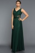 Длинное Вечернее Платье Изумрудно-зеленый ABU102