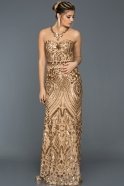 Длинное Вечернее Платье Золотой ABU299