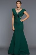 Длинное Вечернее Платье Изумрудно-зеленый ABU106