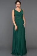 Длинное Вечернее Платье Изумрудно-зеленый ABU1082