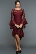 Короткое Вечернее Платье Бордовый ABK070