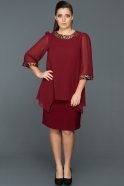 Короткое Свободное Вечернее Платье Бордовый DS476