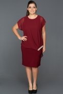 Короткое Свободное Вечернее Платье Бордовый DS479