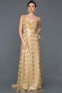 Длинное Помолвочное Платье Золотой F4444