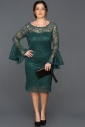 Короткое Платье Большого Размера Темно-зеленый ABK022