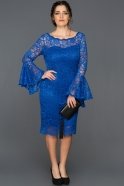 Короткое Платье Большого Размера Ярко-синий ABK022