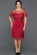 Короткое Свободное Вечернее Платье Бордовый ABK050