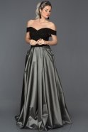 Длинное Вечернее Платье Черный-Антрацитовый ABU028