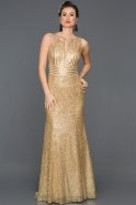 Длинное Помолвочное Платье Золотой ABU481