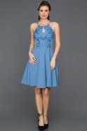 Короткое Платье На Приглашение Синий DS503