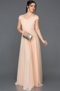 Длинное Вечернее Платье Лососевый ABU020