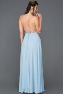 Длинное Выпускное Платье Светло-синий ABU097