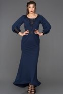 Длинное Платье С Хиджабом Темно-синий CR6066