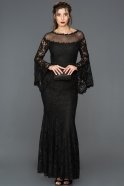 Длинное Вечернее Платье Русалка Черный ABU164
