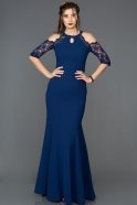 Длинное Выпускное Платье Русалка Темно-синий ABU129
