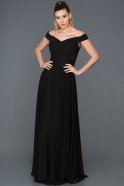 Длинное Вечернее Платье Черный ABU008