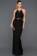 Длинное Вечернее Платье Русалка Черный ABU041