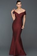 Длинное Вечернее Платье Русалка Бордовый ABU042