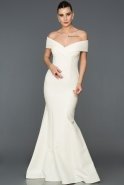 Длинное Вечернее Платье Русалка Белый ABU042