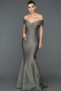 Длинное Вечернее Платье Русалка Серый ABU042