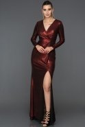 Длинное Вечернее Платье Русалка Бордовый ABU046