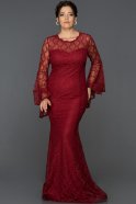 Длинное Широкое Платье Бордовый ABU031