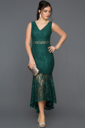 Длинное Вечернее Платье Изумрудно-зеленый ABK036