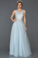 Длинное Помолвочное Платье Синий ABU108