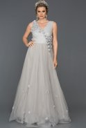 Длинное Помолвочное Платье Серый ABU169