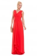 Длинное Вечернее Платье Оранжево-Красный O4092