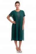 Вечернее Платье Свободного Кроя Изумрудно-зеленый AL8804