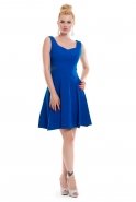 Короткое Вечернее Платье Ярко-синий T2178