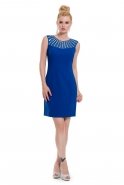Короткое Вечернее Платье Ярко-синий T2167