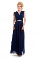 Длинное Вечернее Платье Темно-синий T2081