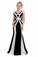 Длинное Вечернее Платье Черный-Белый O4052