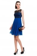 Короткое Вечернее Платье Ярко-синий T2157