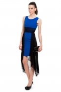 Короткое Вечернее Платье Ярко-синий T2148